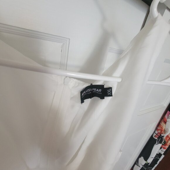 Xpluswear Design Plus Size Wedding Guest Orange V Neck High Low Hem Chiffon Midi - Picture 5 of 6